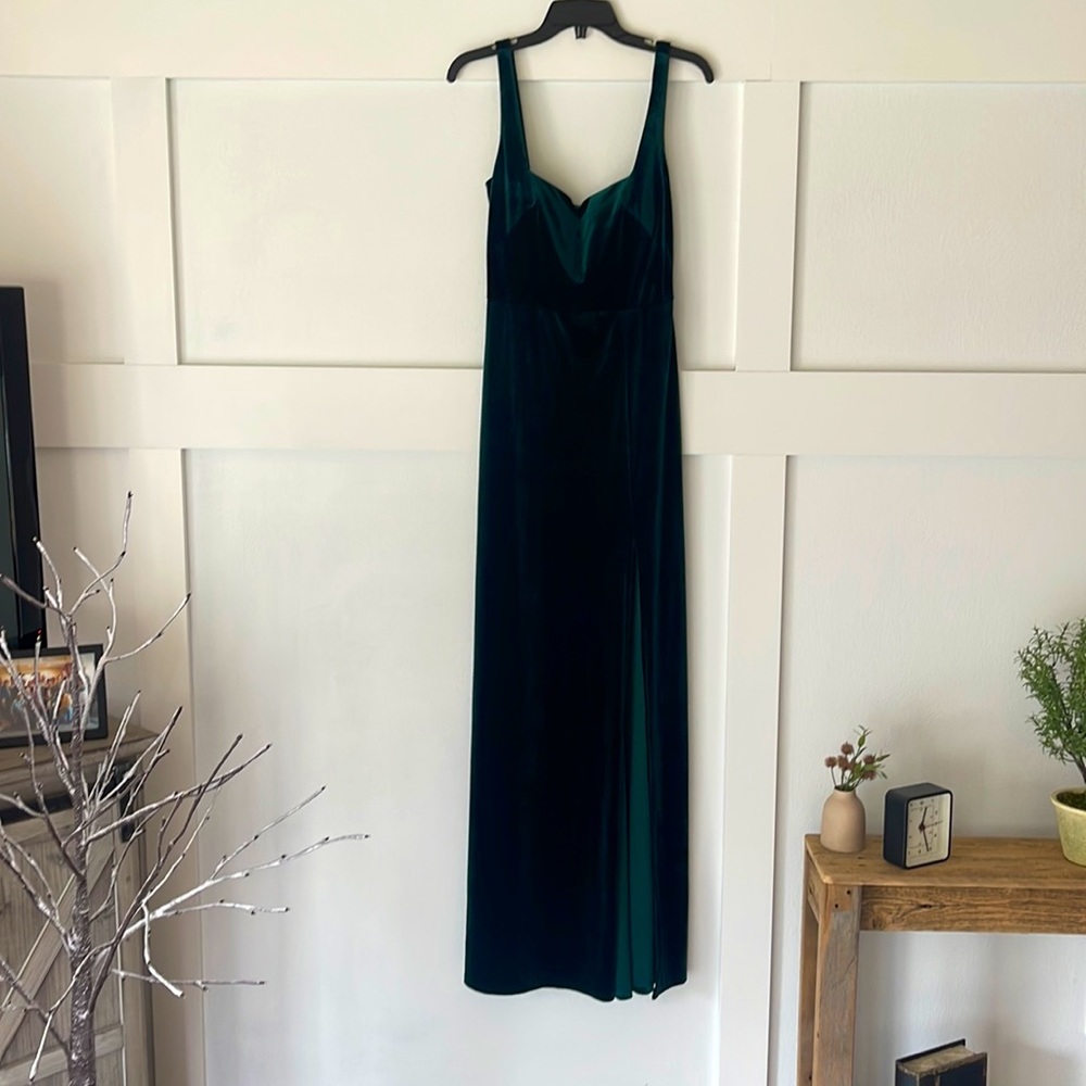 Beautiful square neck line emerald green dress